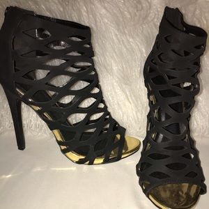 Black Cutout Heel with Gold Sole